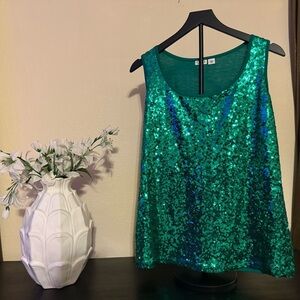 Cato Emerald Sequin Tank Top